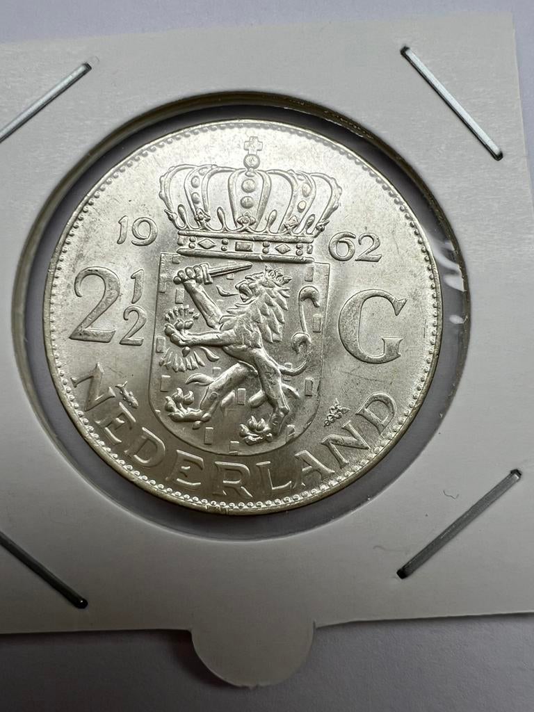 Zilveren rijksdaalder 1962 in zeer hoge kwaliteit, Ophalen of Verzenden, Koningin Juliana, 2½ gulden