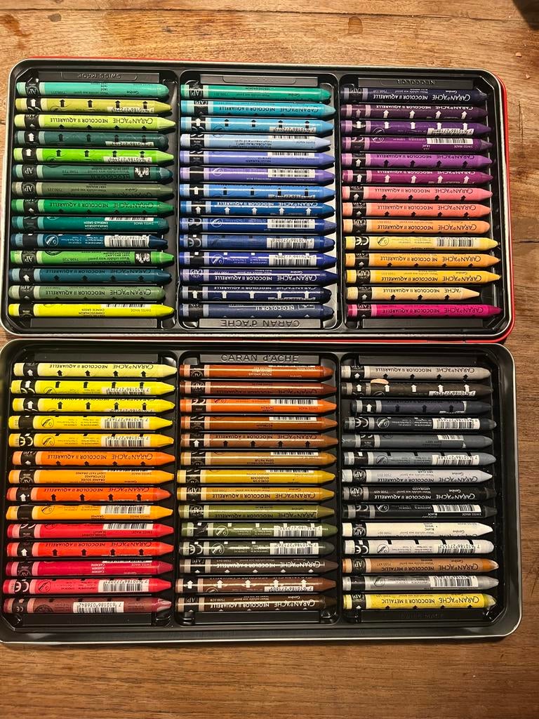 Caran d'Ache Neocolor II aquarelpotloden set, Hobby en Vrije tijd, Schilderen, Ophalen of Verzenden, Gebruikt, Overige typen