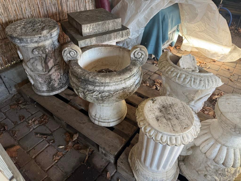 Massief wit marmeren decoratie, handwerk uit China, Tuin en Terras, Tuinbeelden, Ophalen of Verzenden, Gebruikt, Steen, Overige typen