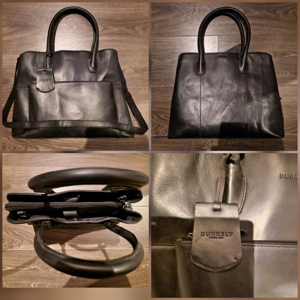Burkely Lederen Tas (Zie Omschrijving), Verzenden, Nieuw, Zwart, Handtas
