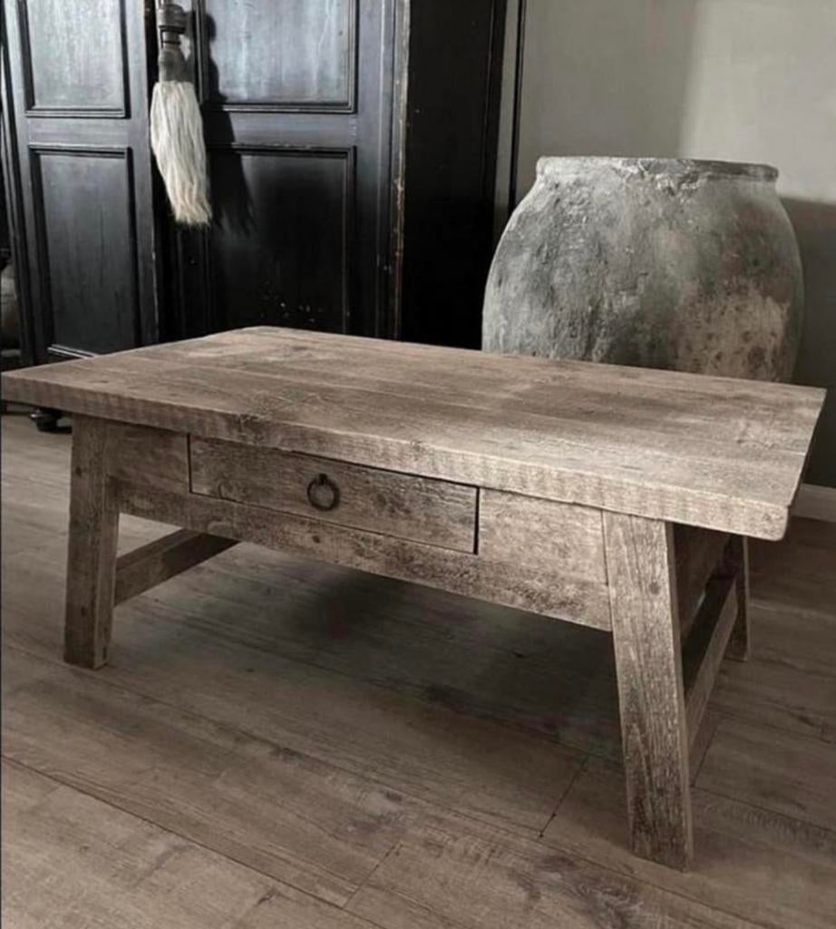 ~Stoer Sober Landelijk Houten Salontafel~, Ophalen of Verzenden, Zo goed als nieuw