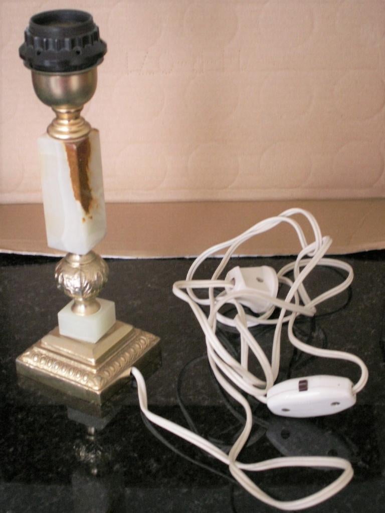 Vintage tafellamp/lampenvoet messing+ marmer/Onyx, Ophalen of Verzenden, Huis en Inrichting