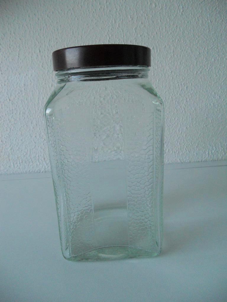 Oude voorraadpot met donkerrood/bruin deksel, Antiek en Kunst, Antiek | Keukenbenodigdheden, Ophalen of Verzenden