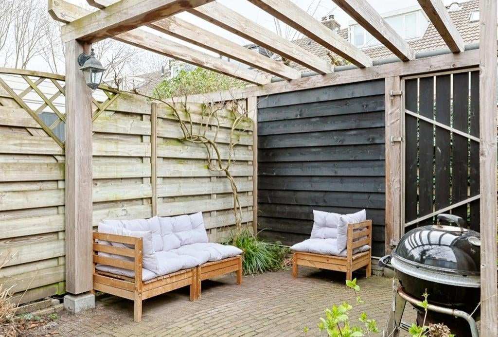 Houten loungeset met kussens vidaXL, Tuin en Terras, Ophalen, Gebruikt, 3 zitplaatsen, Loungeset