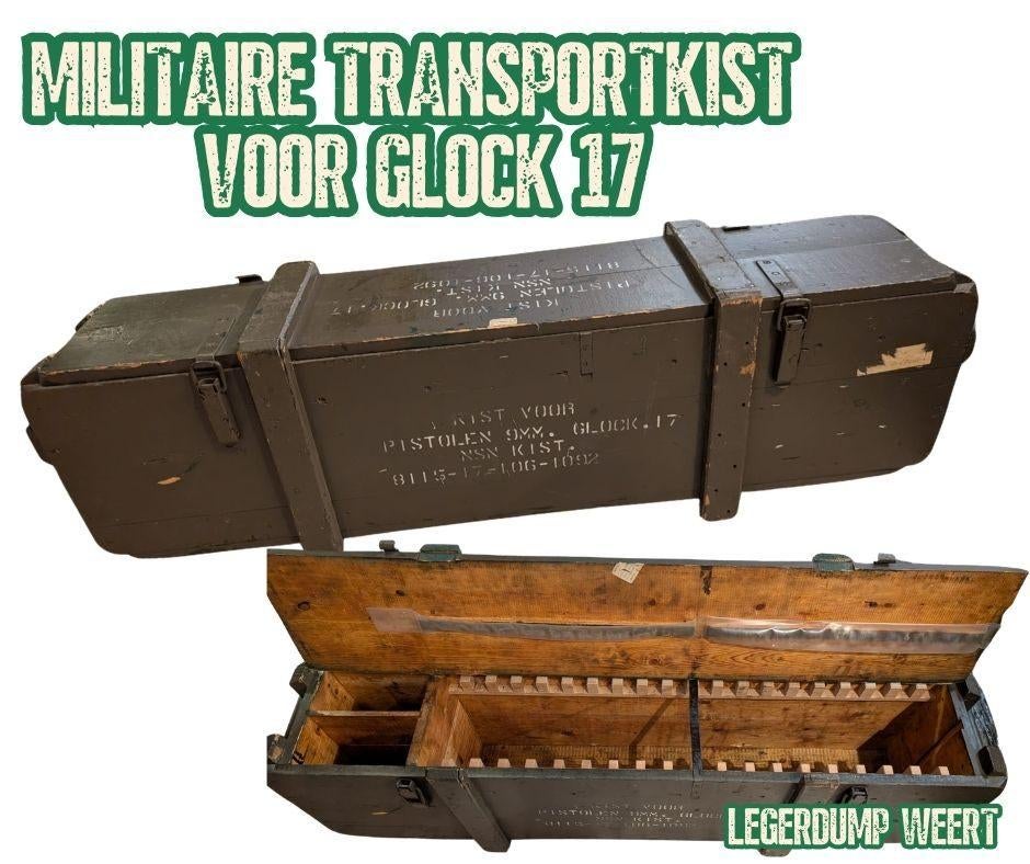 Houten militaire transportkist voor Glock 17 pistolen, Ophalen, Landmacht, Nederland, Kist of Geocache