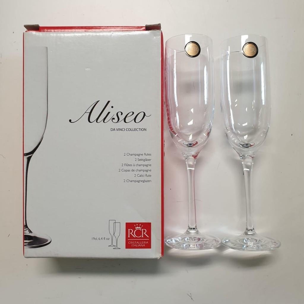 6x RCR Italiaanse Crystal Champagneglazen, Ophalen, Nieuw, Overige typen