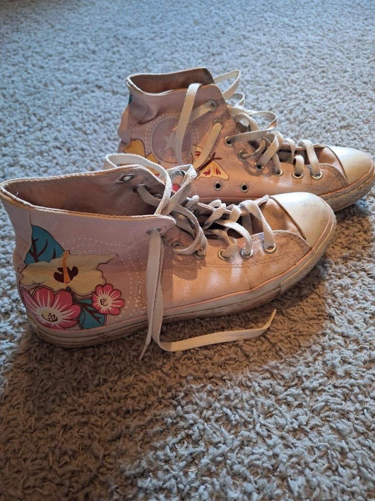 Roze Converse All Star sneakers met bloemenprint, Ophalen of Verzenden