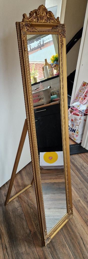 Miroir sur pied Barletta psyché inclinable 150 x 35 cm doré
