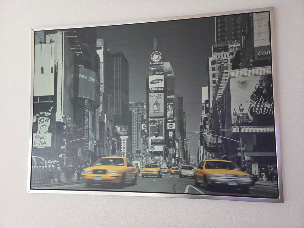 Times Square Canvas - Zwart-wit met gele taxi's, Ophalen, 75 tot 100 cm, 75 cm of meer, Print