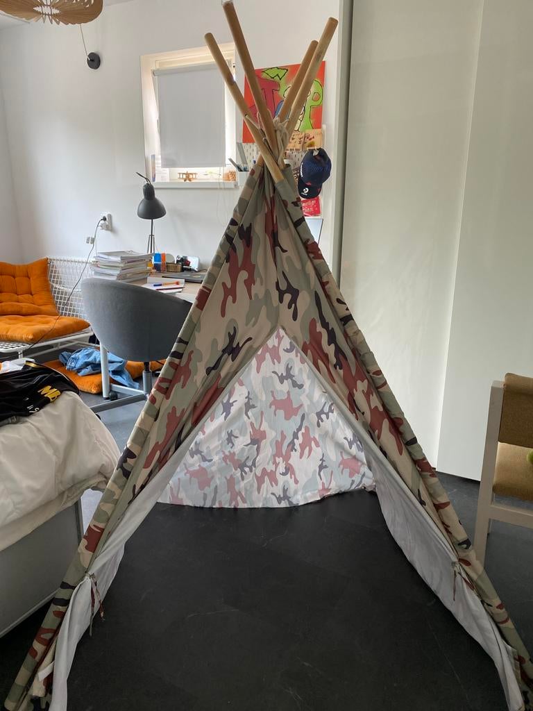 Tipitent speeltent camouflageprint, Ophalen, Zo goed als nieuw