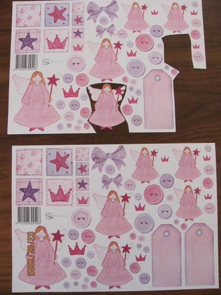 NIEUW 2x roze lila KNIPVEL label PRINSES Marjoleine ENGEL A4, Ophalen of Verzenden, Nieuw, Kind, Knipvel