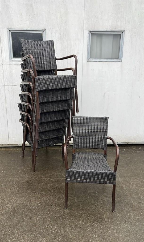 81 stuks horeca Terrasstoelen wicker rotan Stapelbaar bruin, Ophalen, Bruin, Zo goed als nieuw, Vijf, Zes of meer stoelen
