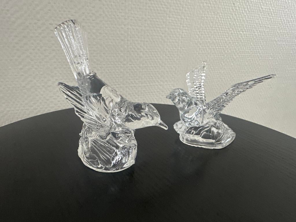 Twee glazen vogels - decoratieve beelden, Glas, Minder dan 20 cm, Ophalen of Verzenden, Handgemaakt