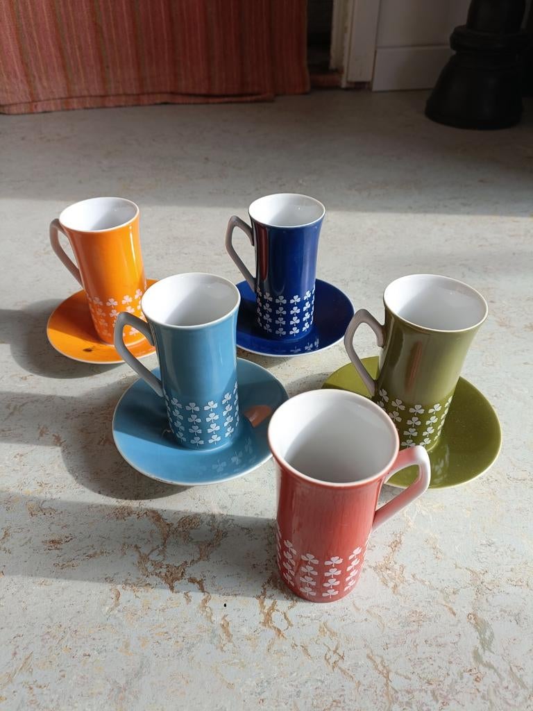 Vintage Mokar China koffiekopjes set, Antiek en Kunst, Ophalen of Verzenden