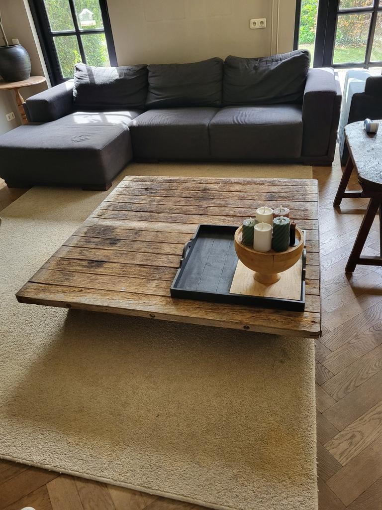 Houten salontafel op wielen, Ophalen, Gebruikt, 50 tot 100 cm, Minder dan 50 cm