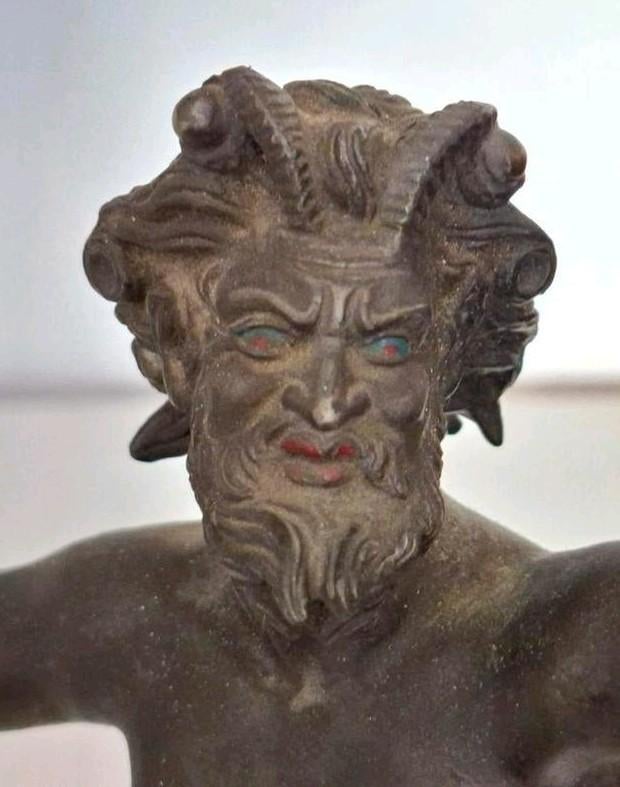 Oud bronzen beeld dansende Faun van Pompei, Ophalen of Verzenden