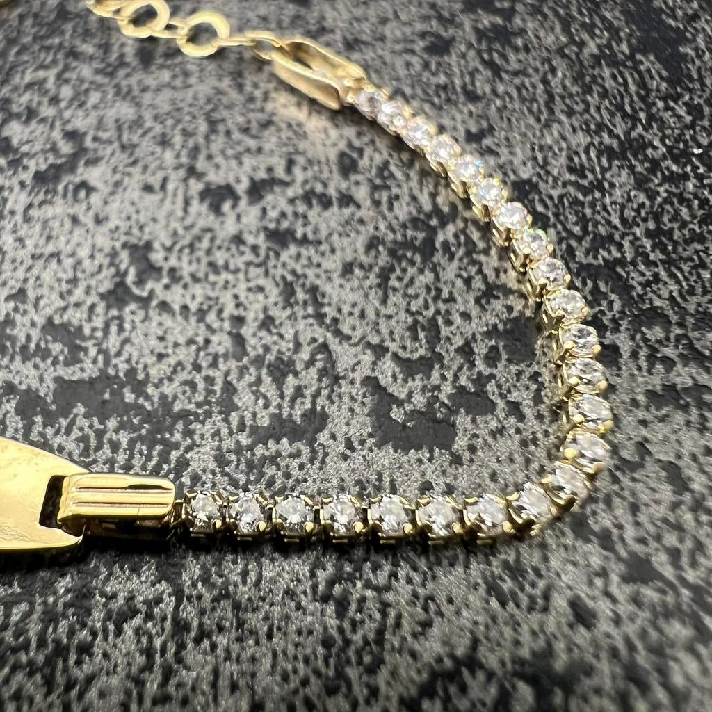 14 karaat gouden baby armband tennisschakel, Sieraden, Tassen en Uiterlijk, Armbanden, Ophalen of Verzenden, Nieuw, Goud