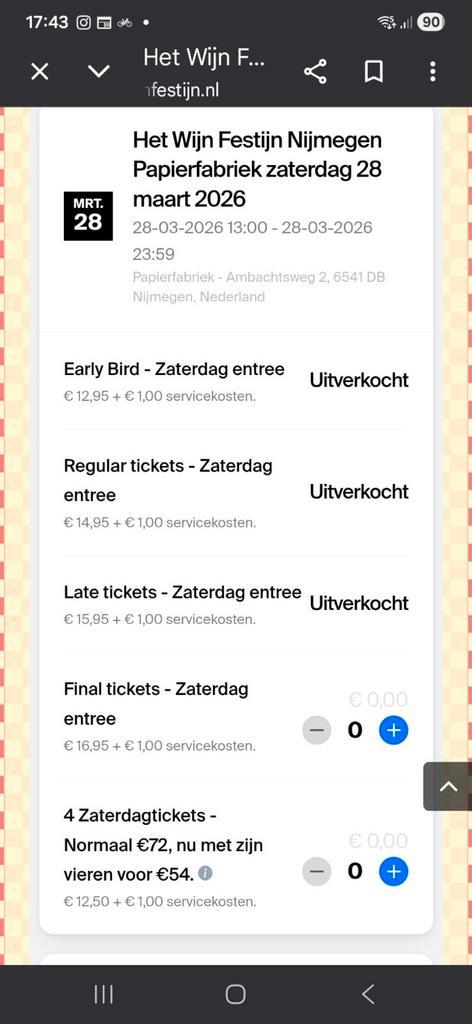 Wijnfestijn Nijmegen papierfabriek, Tickets en Kaartjes, Kortingen en Cadeaubonnen, Twee personen, Overige soorten