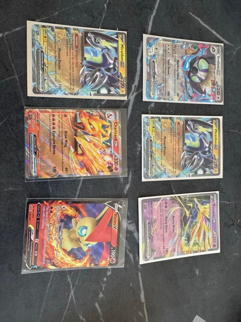 Pokémon ex kaarten - Charizard, Miraidon, Grafaiai, Xerneas, Ophalen of Verzenden, Zo goed als nieuw, Meerdere kaarten, Foil