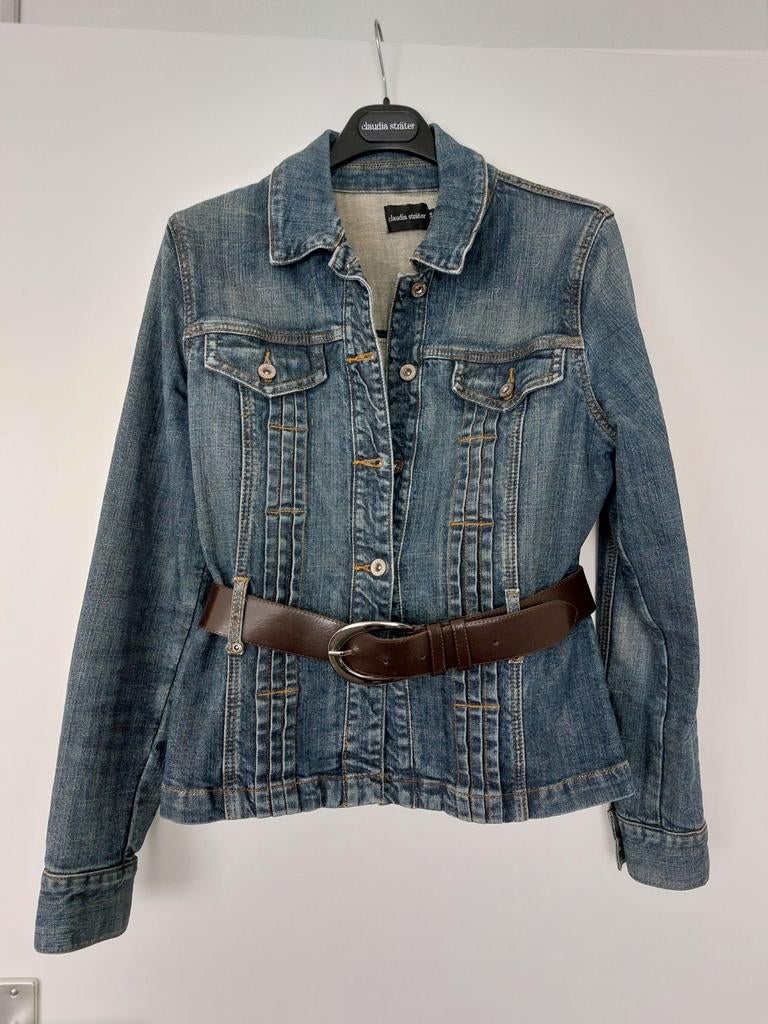 Claudia Sträter spijkerjasje inclusief riem., Bruin, Ophalen of Verzenden, Claudia Sträter, Maat 36 (S)