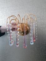 vintage teardrop wandlamp met multicolor kristallen pegels, Ophalen of Verzenden