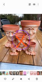 Set van 4 terracotta bloempotten met gezicht en voeten, Ophalen, Gebruikt, Rond, Balkon