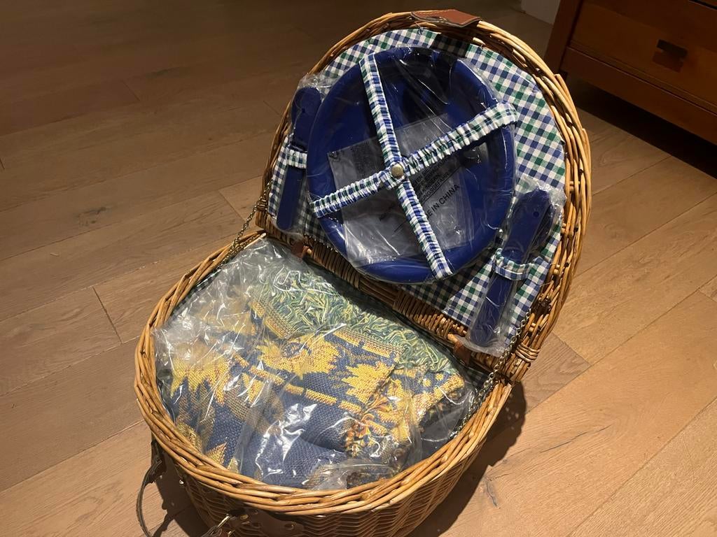 Rieten Picknickmand voor 2 Personen, Hobby en Vrije tijd, Picknickmanden, Zo goed als nieuw, Zonder inhoud, Ophalen of Verzenden
