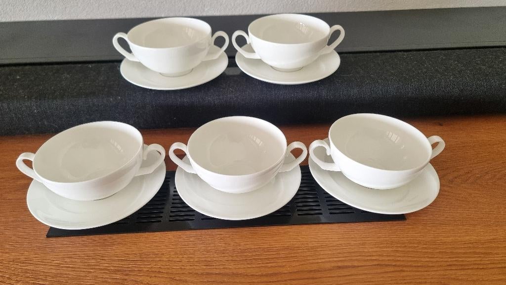 Wedgwood Solar soepkop en schotels soepkommen en schotels, Ophalen of Verzenden, Zo goed als nieuw, Wedgwood, Kop(pen) en/of Schotel(s)