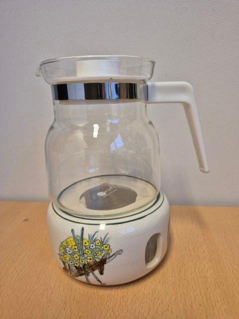 Theelicht keramiek met glazen theekan, Overige typen, Nieuw, Ophalen of Verzenden, Steen/keramiek