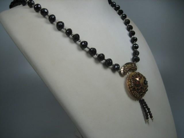 Antiek Granaat ketting met 14 karaat Zeeuwse hanger ca. 1875, Verzenden, Goud, Hanger, Met edelsteen