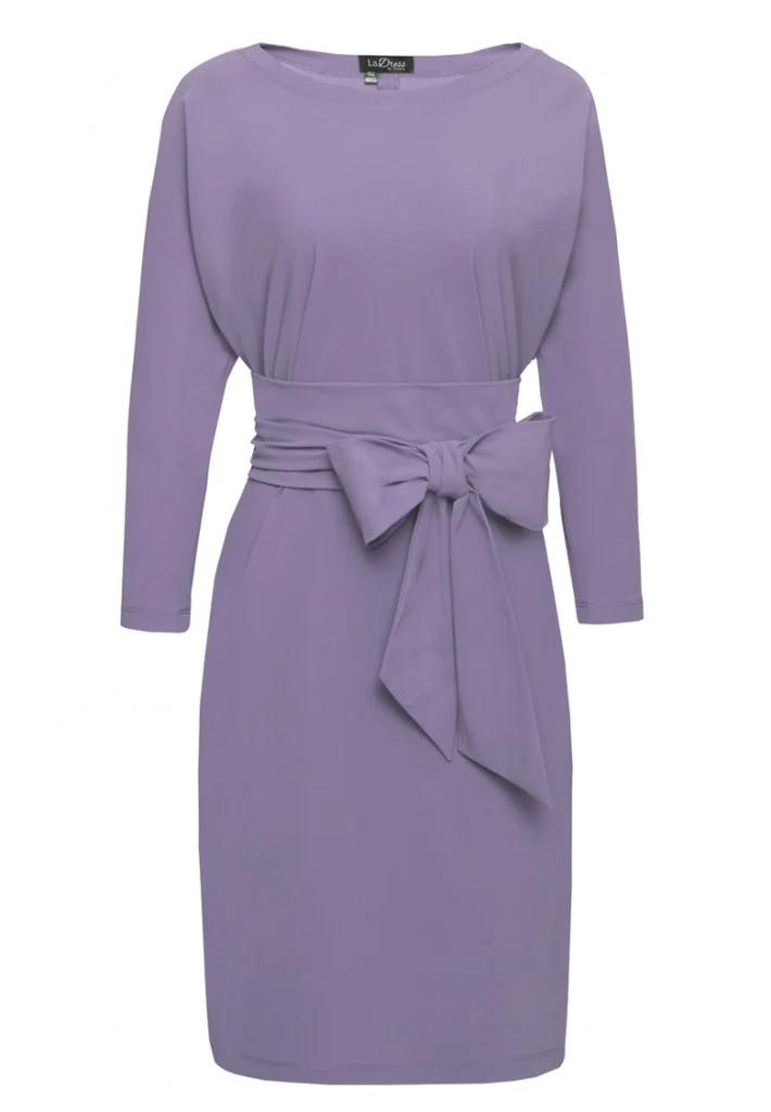 LaDress Carla xxs orchid jurk travelstof met sash, Paars, Ophalen of Verzenden, Zo goed als nieuw, Knielengte