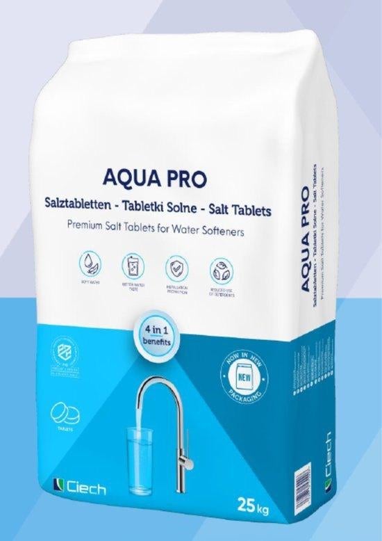 AQUA PRO Onthardingszout 25kg – Voor uw waterontharder, Witgoed en Apparatuur, Waterontharders, Ophalen, Nieuw, Waterontharder met zout