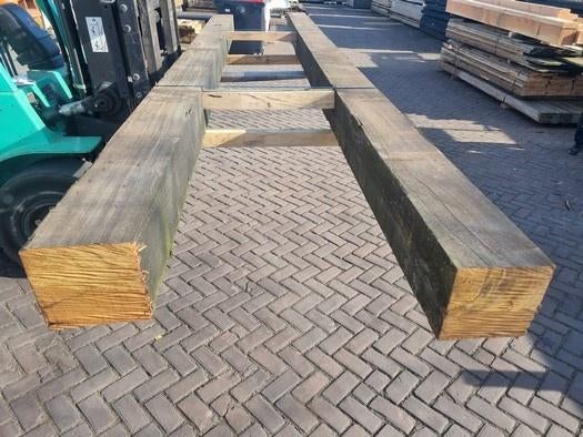 2 hardhouten palen / balken 20x20 cm / 4.70 m lang nr: HB55, Ophalen, 250 cm of meer, Balken, Hardhout