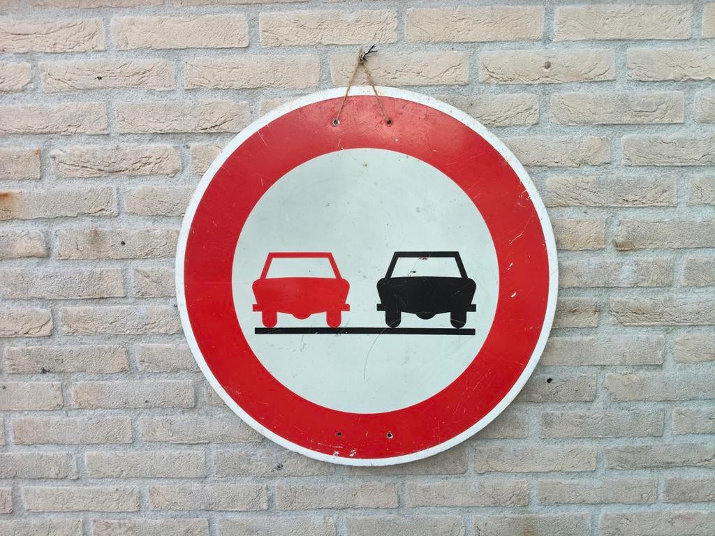 Verkeersbord verboden in te halen, brocante uit Duitsland, Ophalen of Verzenden