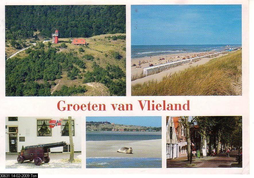 Ansichtkaart	Vlieland	5-luik, Verzenden, 1960 tot 1980, Gelopen, Waddeneilanden