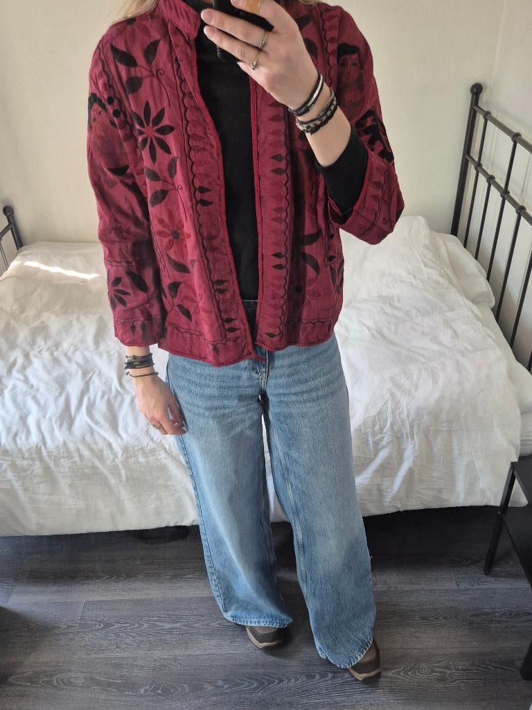 India vest hippie jasje vintage vestje geborduurd boho Ibiza, Ophalen, India, Zo goed als nieuw, Maat 36 (S)