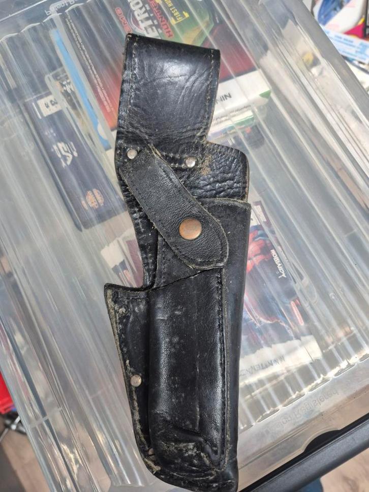 Vintage Zwart Leren Holster - Gebruikt, Hobby en Vrije tijd, Overige Hobby en Vrije tijd, Gebruikt, Ophalen of Verzenden