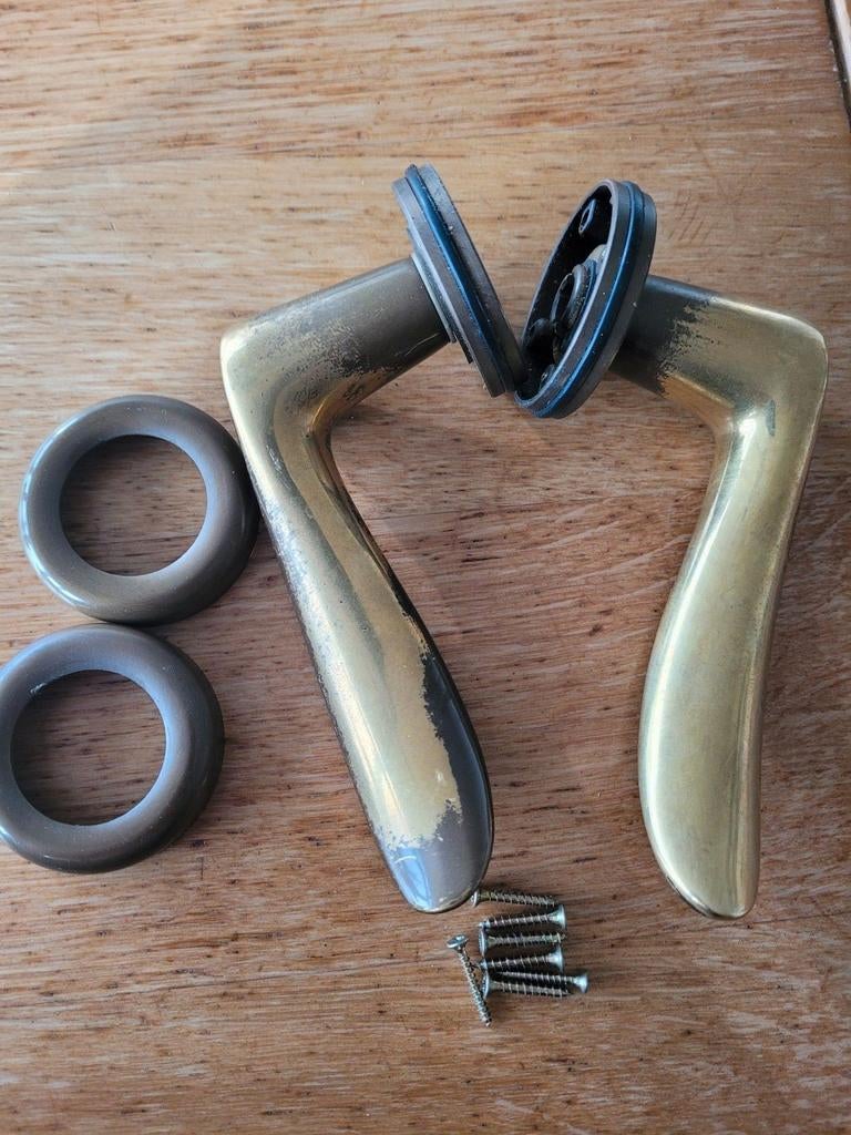 Deurklinken messing zware kwaliteit, Ophalen of Verzenden, Gebruikt, Koper of Messing, Klink of Kruk