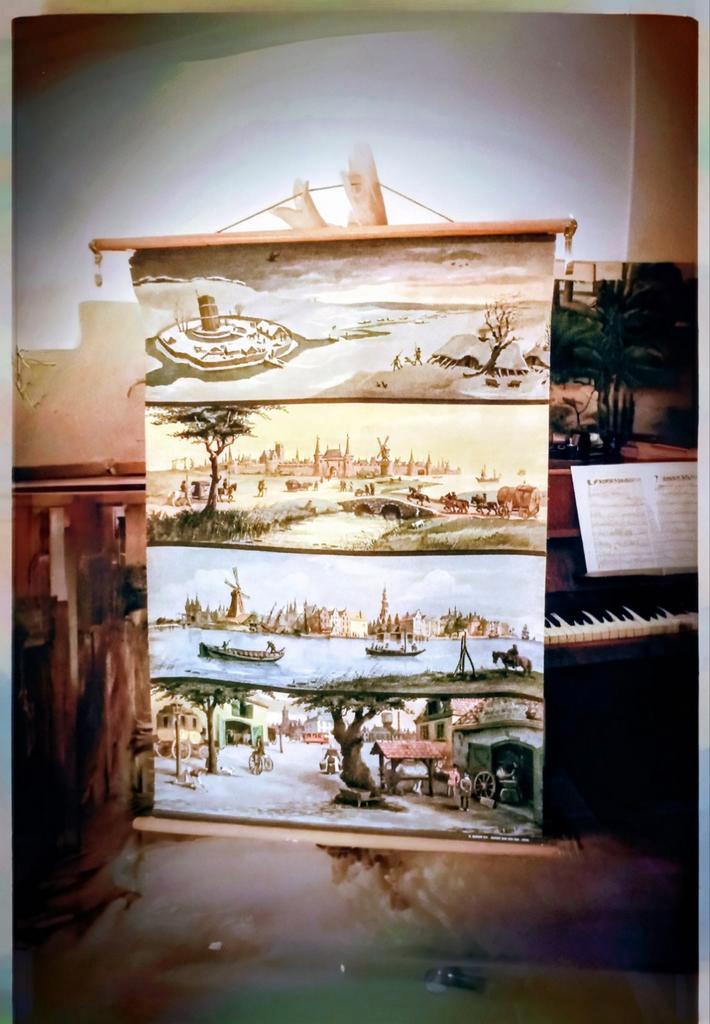 "Duizend Jaar Stedenplaat" Getekend door v.d. Hulst., Antiek en Kunst, Antiek | Schoolplaten, Ophalen