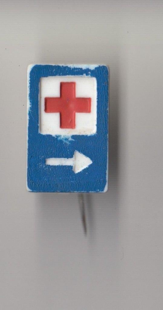 Rode Kruis Verkeersbord speldje, Gebruikt, Niet vindbaar, Niet vindbaar, Speldje of Pin