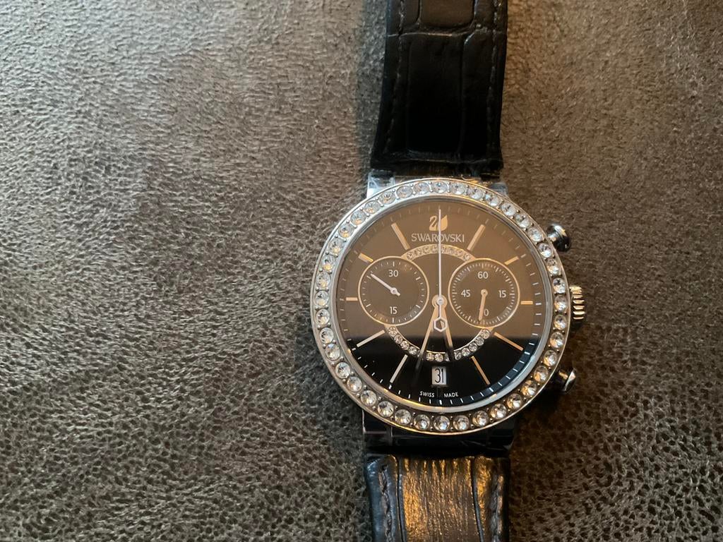 Swarovski Citra Sphere Chromo Black horloge model 5027131, Overige merken, Leer, Staal, Polshorloge
