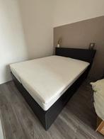 Ikea brimnes bed zwart 160cm incl matras, veel opbergruimte!, Ophalen, Zwart, Tweepersoons, 140 cm
