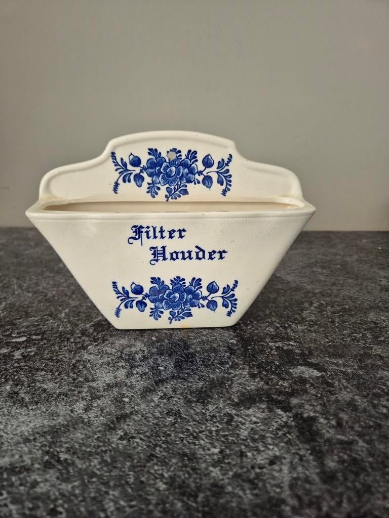 Handgeschilderde vintage koffiefilterhouder, Antiek en Kunst, Ophalen of Verzenden