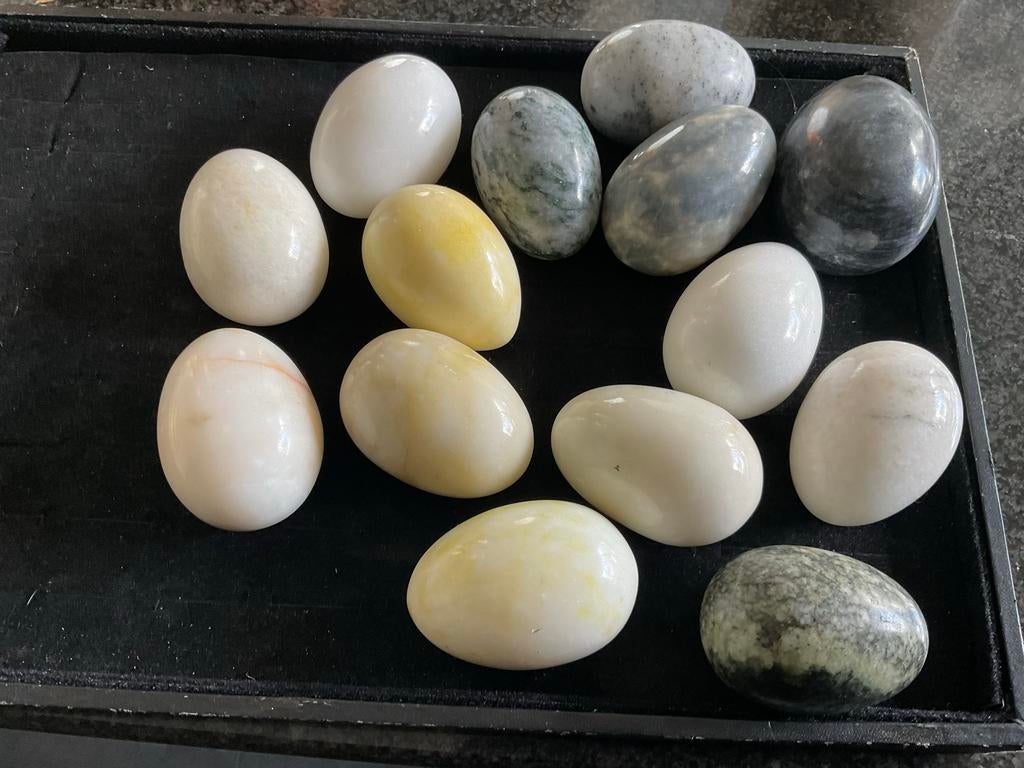 Marmeren eieren voor positieve energie (set), Verzamelen, Ophalen of Verzenden, Mineraal