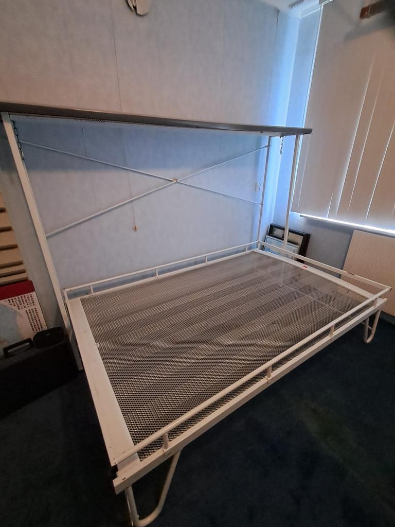 Opklapbed 120x190, Huis en Inrichting, Slaapkamer | Bedden, Ophalen, Gebruikt, Wit, 190 cm of minder