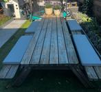 Robuuste picknicktafel van massief hout 3 meter lang, Ophalen, Gebruikt, Rechthoekig, Hout