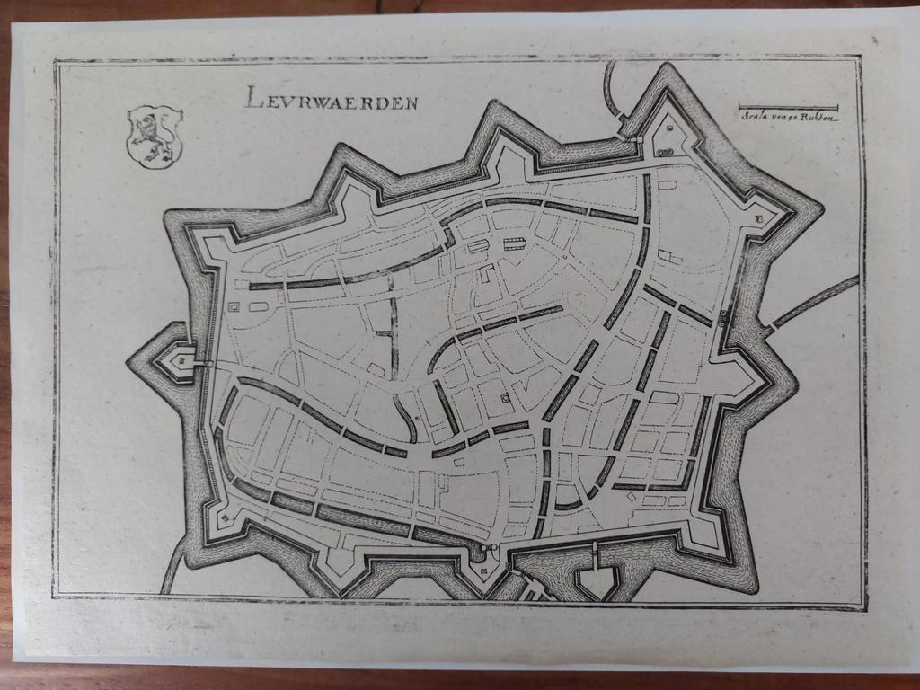 7 / Leurwaerden - Leeuwarden Plattegrond uit 1659 C. Merian, Ophalen of Verzenden