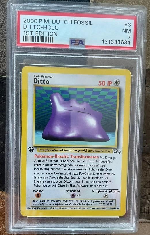 Ditto #3 Holo 1st edition (dutch) PSA 7, Hobby en Vrije tijd, Verzamelkaartspellen | Pokémon, Verzenden, Nieuw, Losse kaart