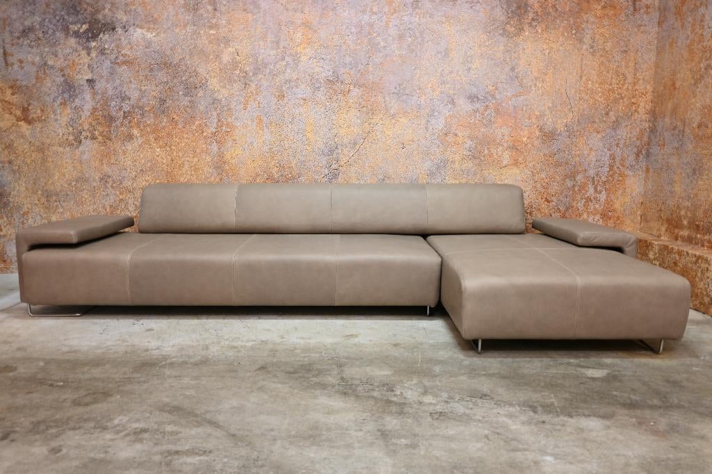 OPNIEUW beklede leren Moroso Lowland hoekbank, Moroso, Hoekbank, 300 cm of meer, Leer