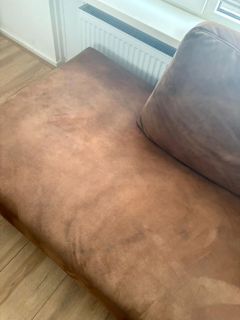 Pronto Wonen Hoekbank - Cognac/Donkerbruin - Opknapper, Huis en Inrichting, Banken | Bankstellen, Ophalen, 250 tot 300 cm, Gebruikt